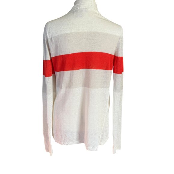 Banana Republic linen off white and orange stripe open cardigan women's size S - Picture 4 of 7